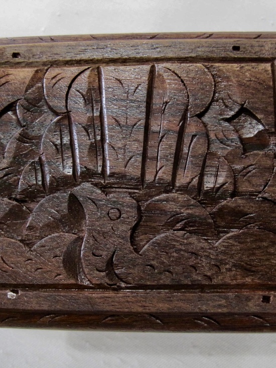 Other - Vintage Hand Carved Wood 4" x 3 1/4" Trinket Box with Hinge Lid